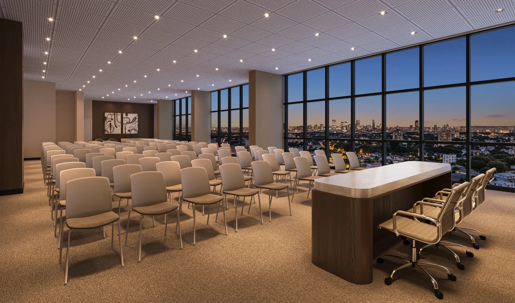 Auditório no rooftop da Torre Londres, com capacidade para 119 pessoas sentadas (imagem ilustrativa)