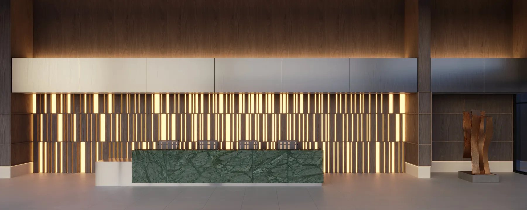 Lobby comercial da Torre Londres, com obra exclusiva de M. Cavalcanti (imagem ilustrativa)
