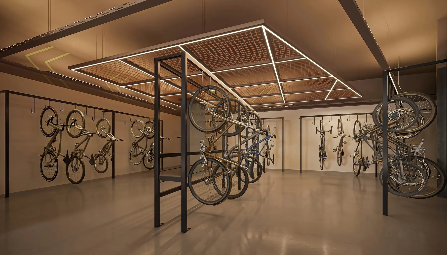 Cycle Room para armazenamento seguro de bicicletas na Torre Madrid (imagem ilustrativa)