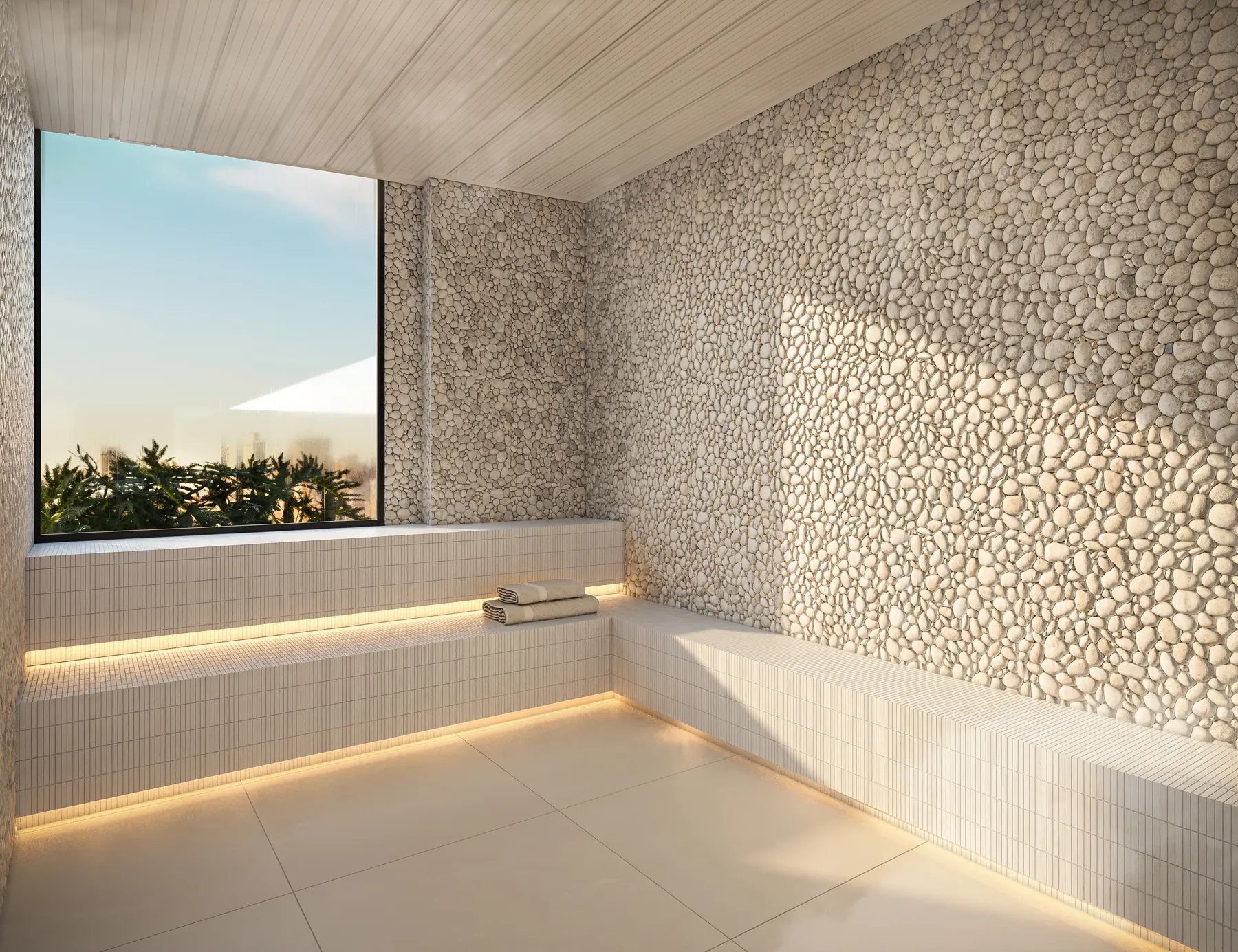 Sauna equipada no rooftop da Torre Madrid (imagem ilustrativa)