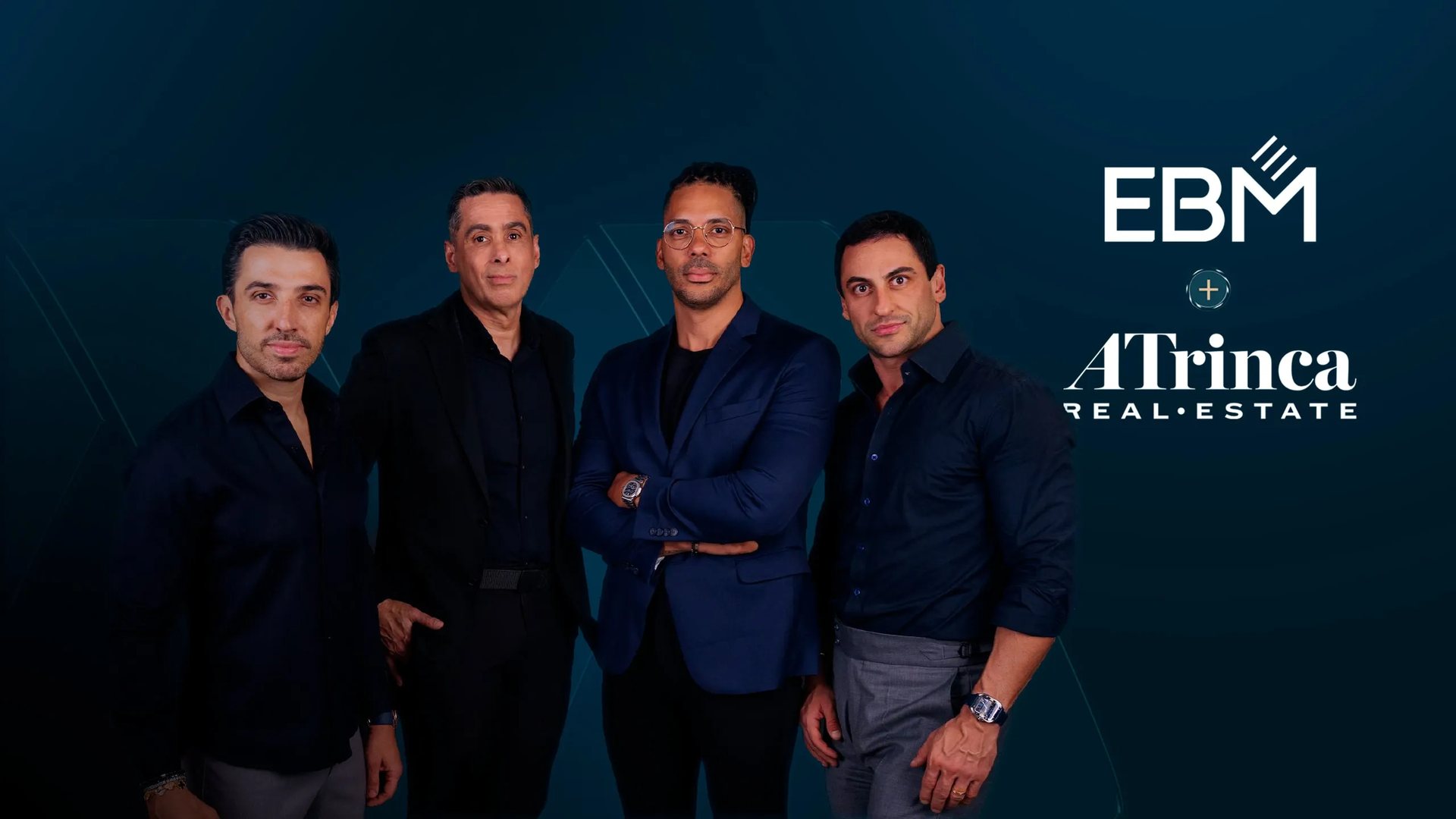 Flávio Augusto da Silva, Joel Jota, Caio Carneiro e Cézar Haik, fundadores da Trinca Real Estate, com a marca EBM
